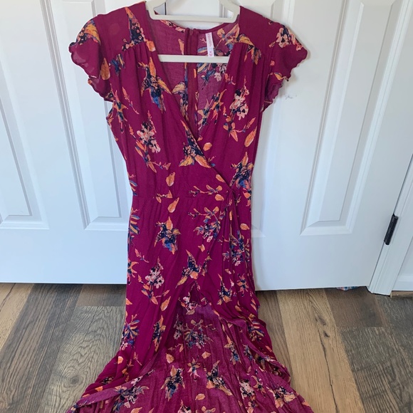 Xhilaration Flowy Dress/Romper, Fuchsia with floral, Size (M) - Picture 1 of 6